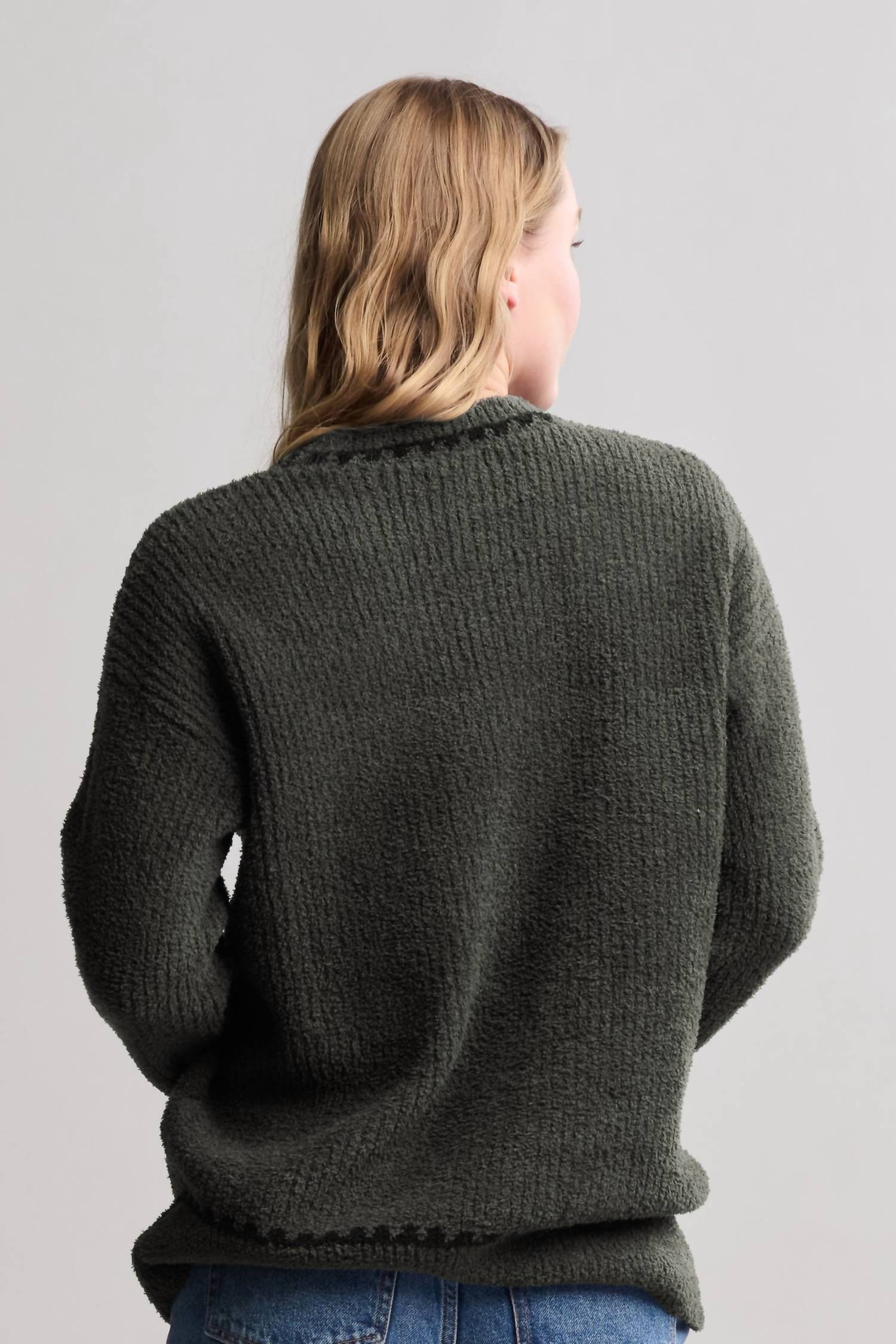 Barefoot Dreams - Cozy Chic Ribbed Sweater With Blanket Stitch