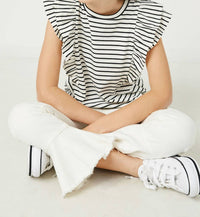 Hayden La - Girl's Layered Ruffle Knit Stripe Tee