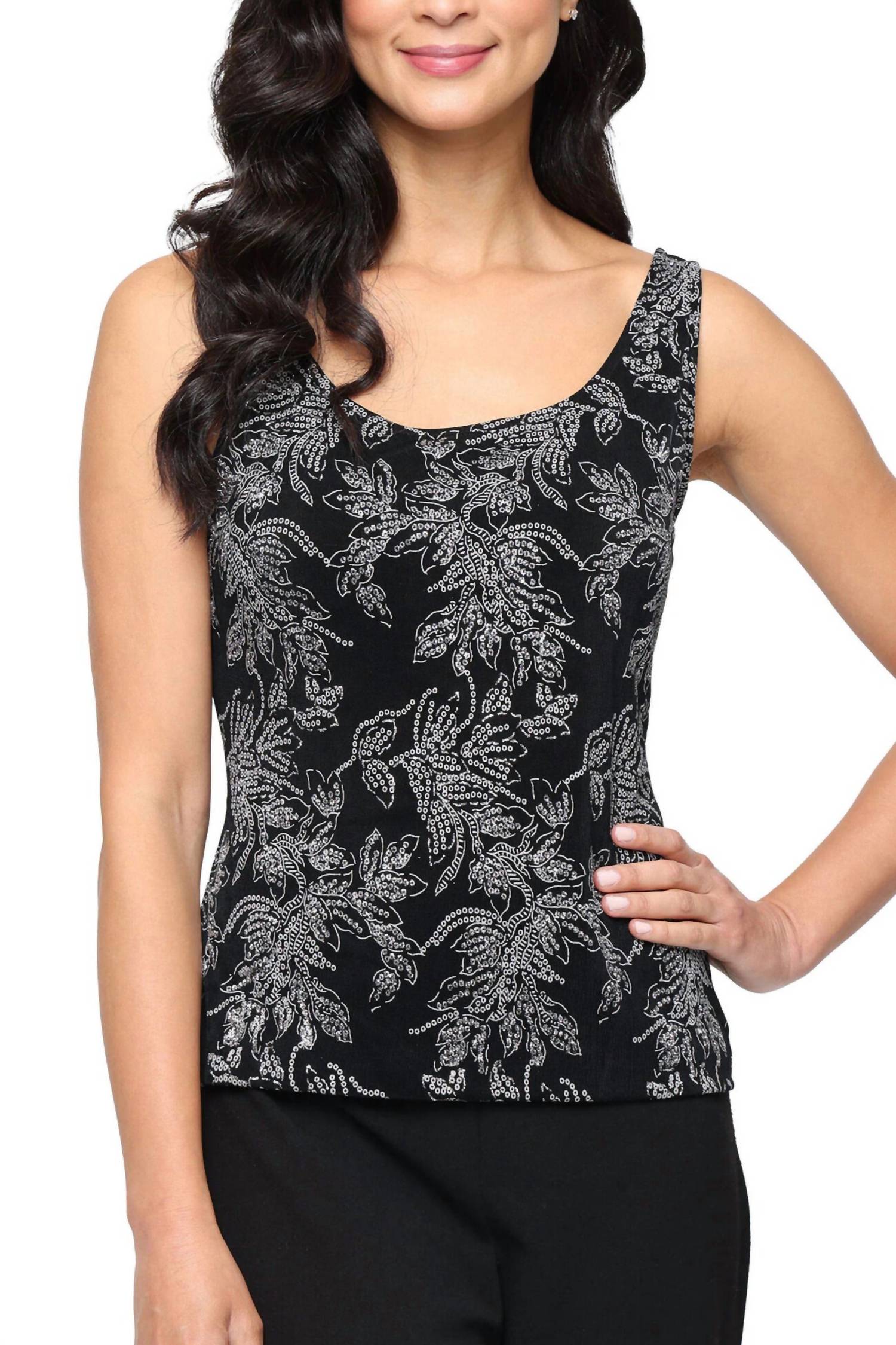 Alex Evenings - Women's Two Piece Twinset Scoop Neckline Sleeveless Tank Top And Jacket
