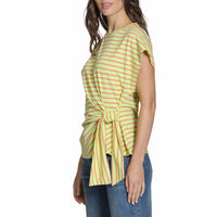 Apny - Women's Stripe Cinched Waist Tee