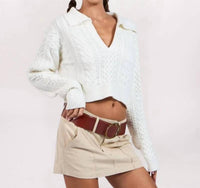 Sky To Moon - Collar Detail Cable Sweater