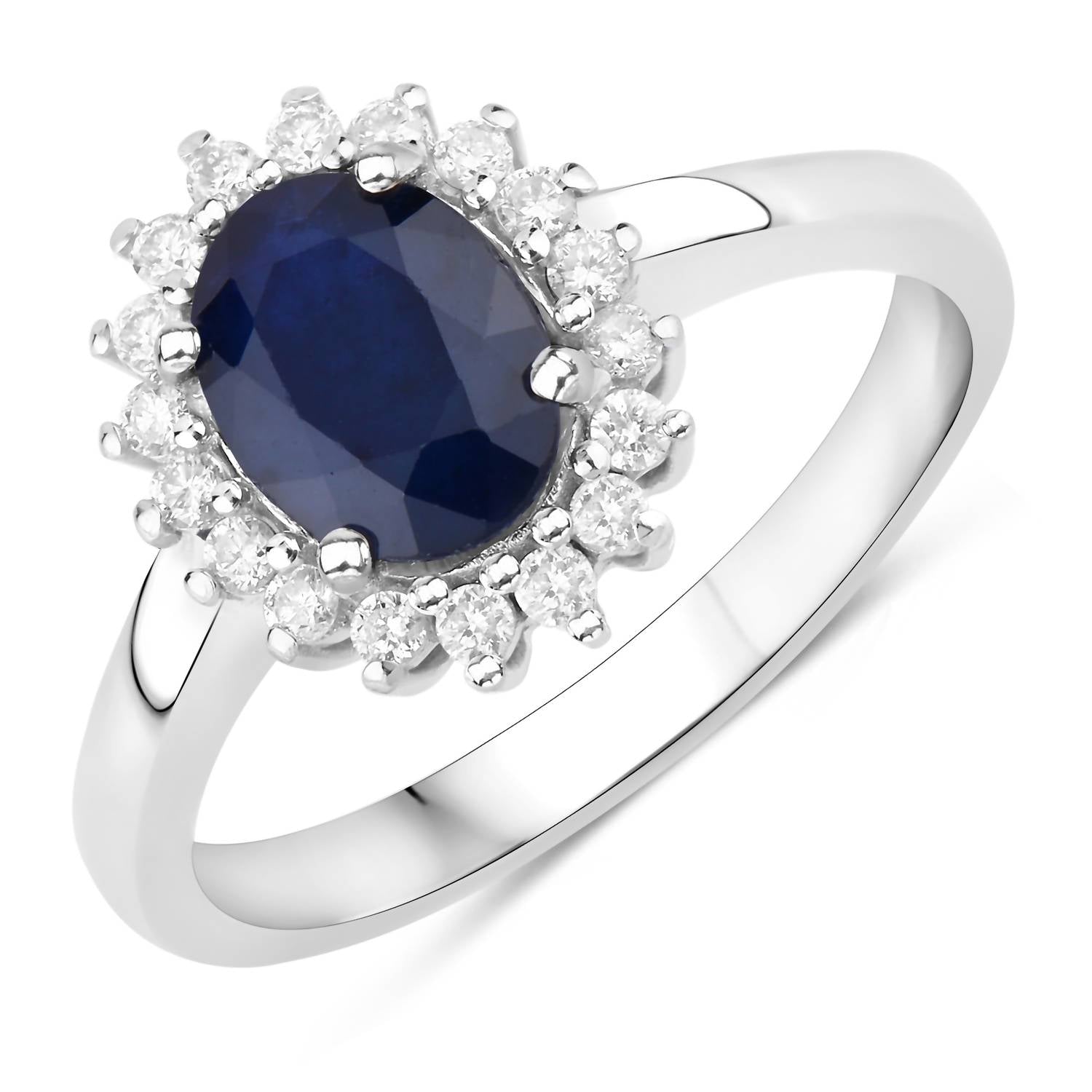 Diana M Jewels Women's Oval Natural Blue Sapphire Fashion Ring (1.73 Ct) - Classic in 14k white gold - women's jewelry