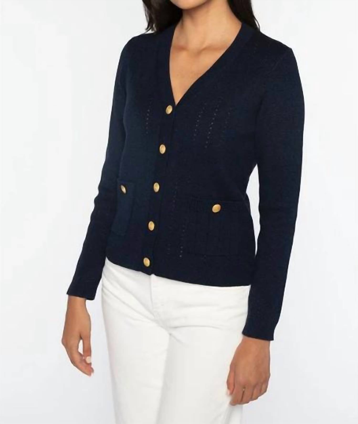 Kinross - Rib Button Front Vee Top