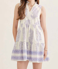 Entro - Ruffled Collared V-neck Mini Dress