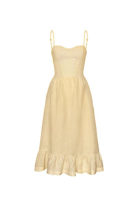Andres Otalora - Inspiras Corseted Linen Midi Dress