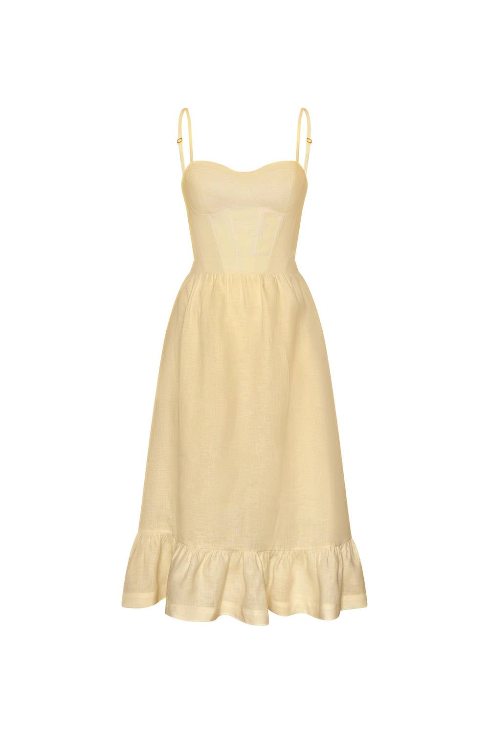 Andres Otalora - Inspiras Corseted Linen Midi Dress