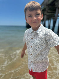 ME & HENRY Boy's Newport Woven Shirt in navy floral - kids' shirt - alternate view