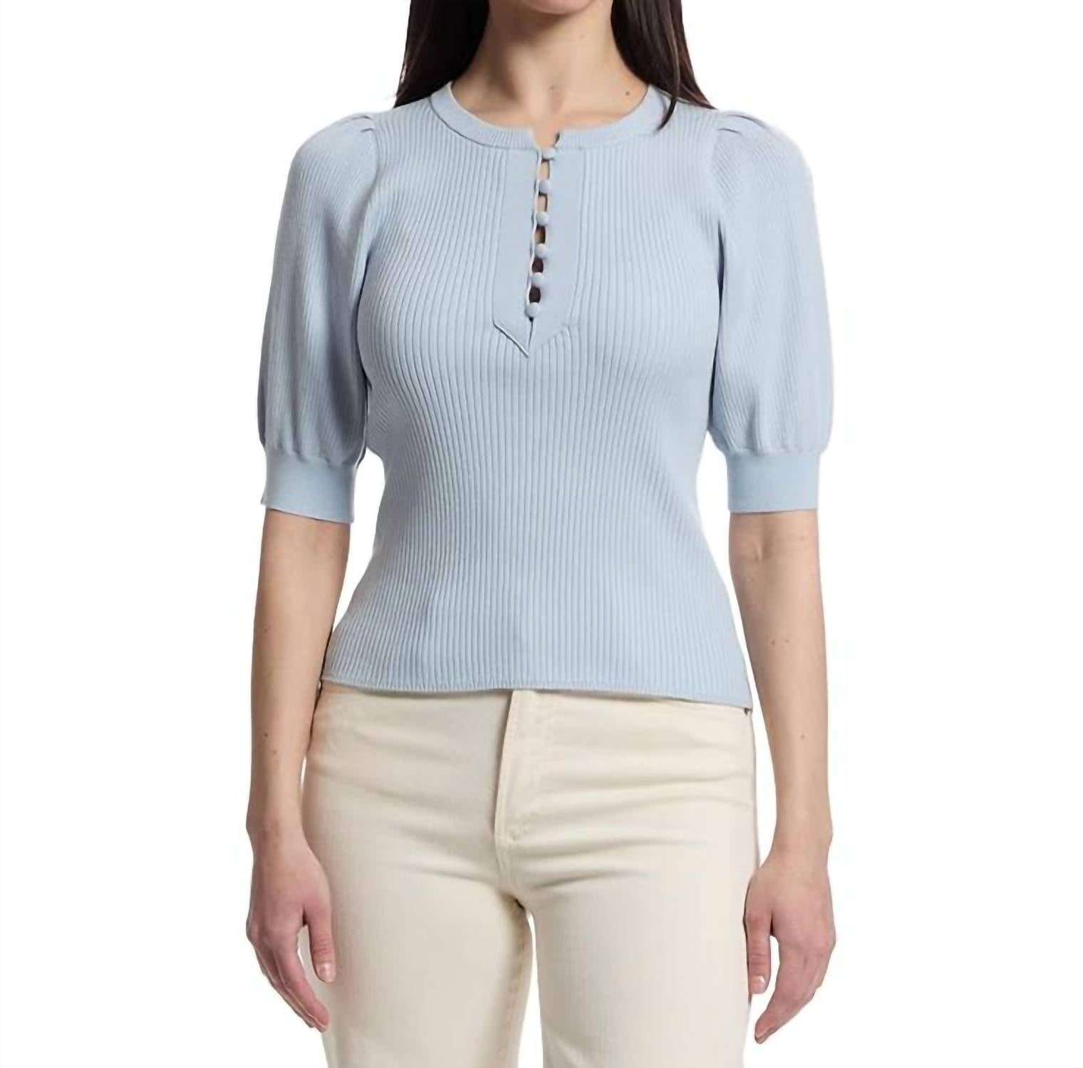 Lilla P - Elbow Sleeve Henley Sweater