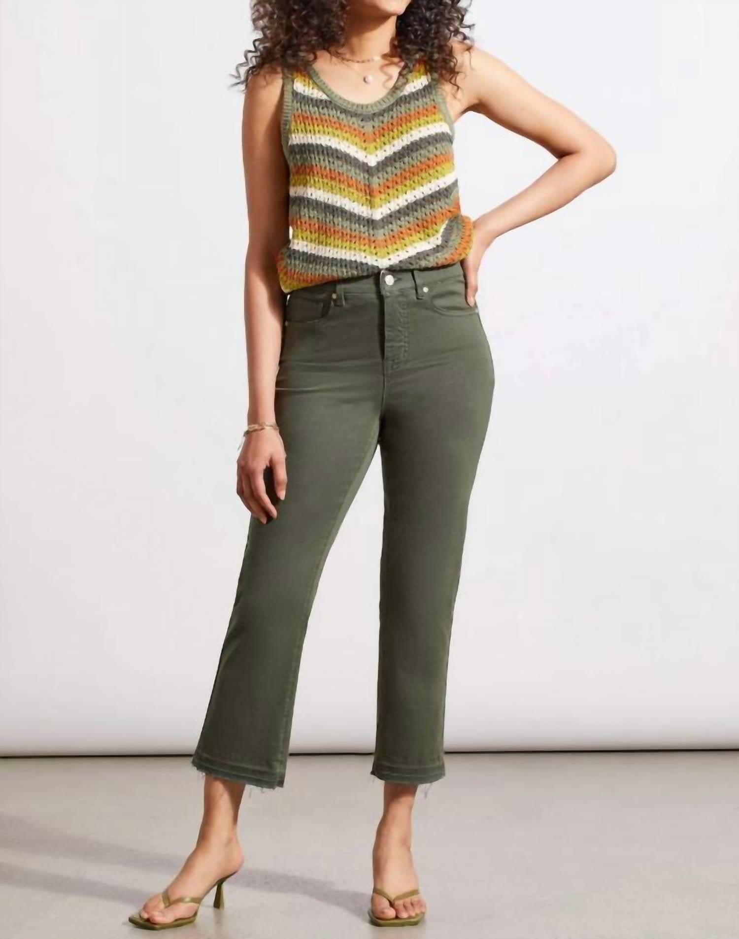 Tribal - Sophia Flared Jeans With Distressed Hem