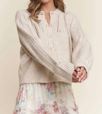 J.Nna - Soft Knit Eyelet Button Cardigan