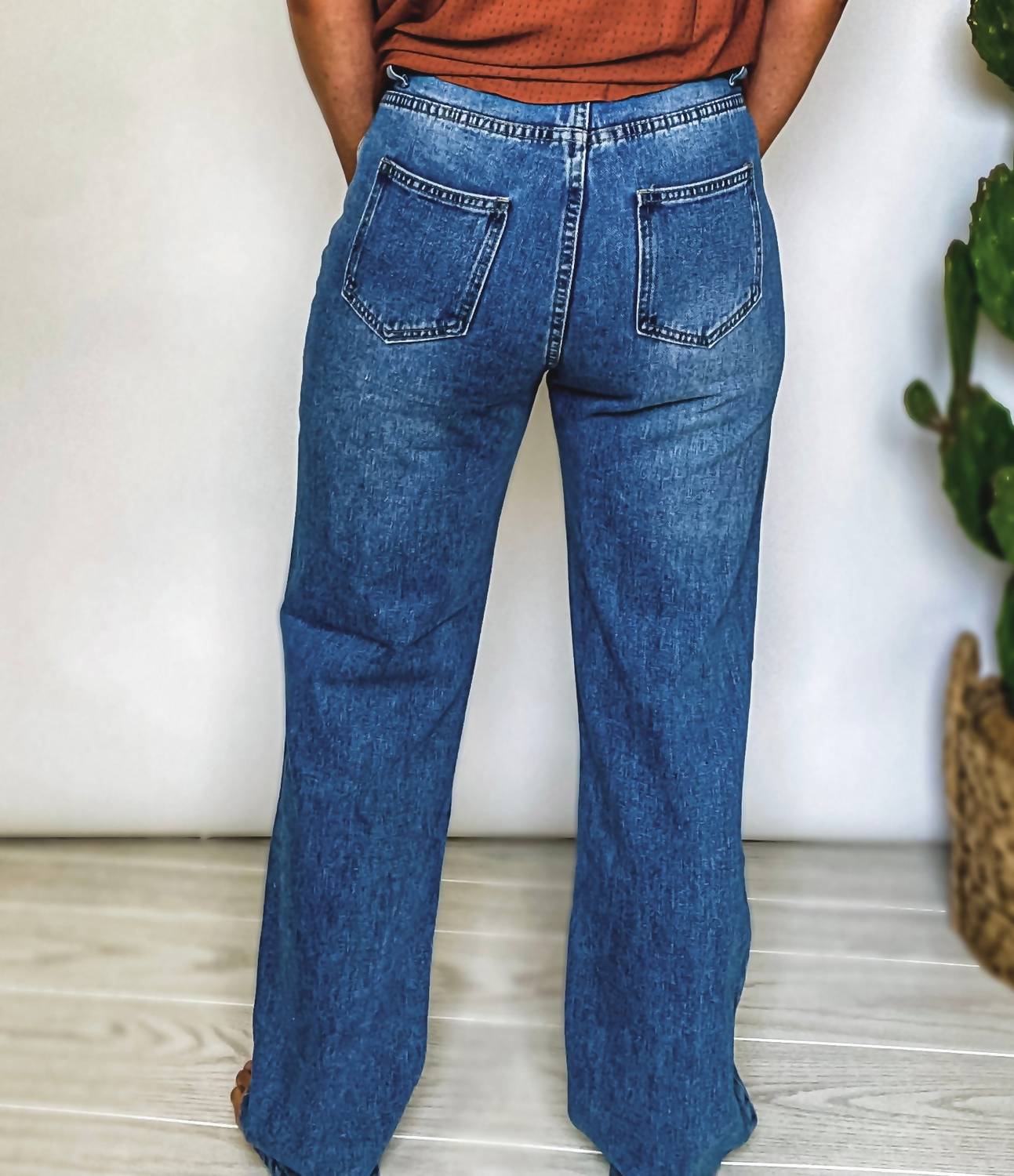 Kiwi The Rhinestone Straight Leg Jean in blue - women's jeans - alternate view