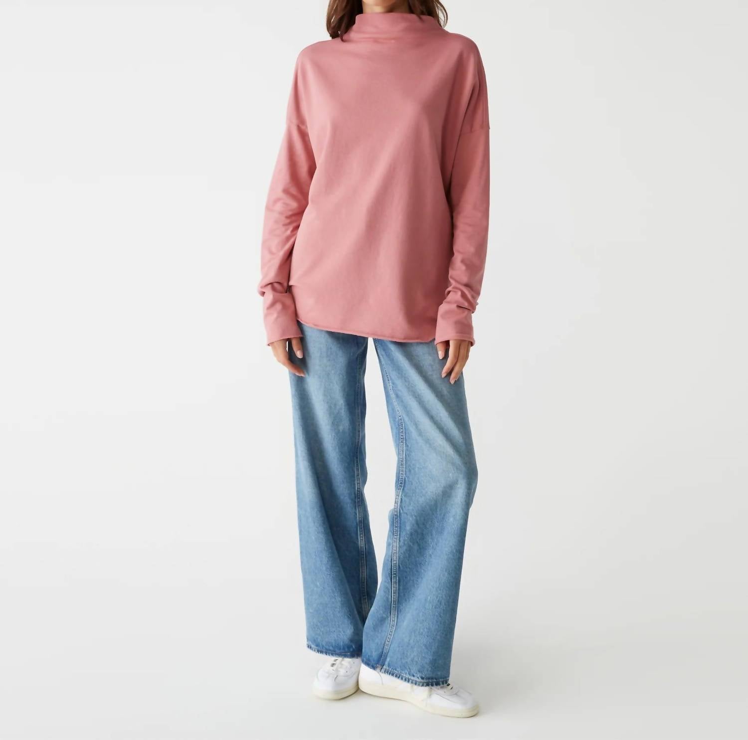 Michael Stars Laurel Mock Neck Top in pink - women's long sleeve top