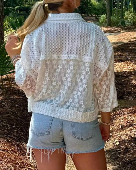 Pol - Cute As A Button Lace Top