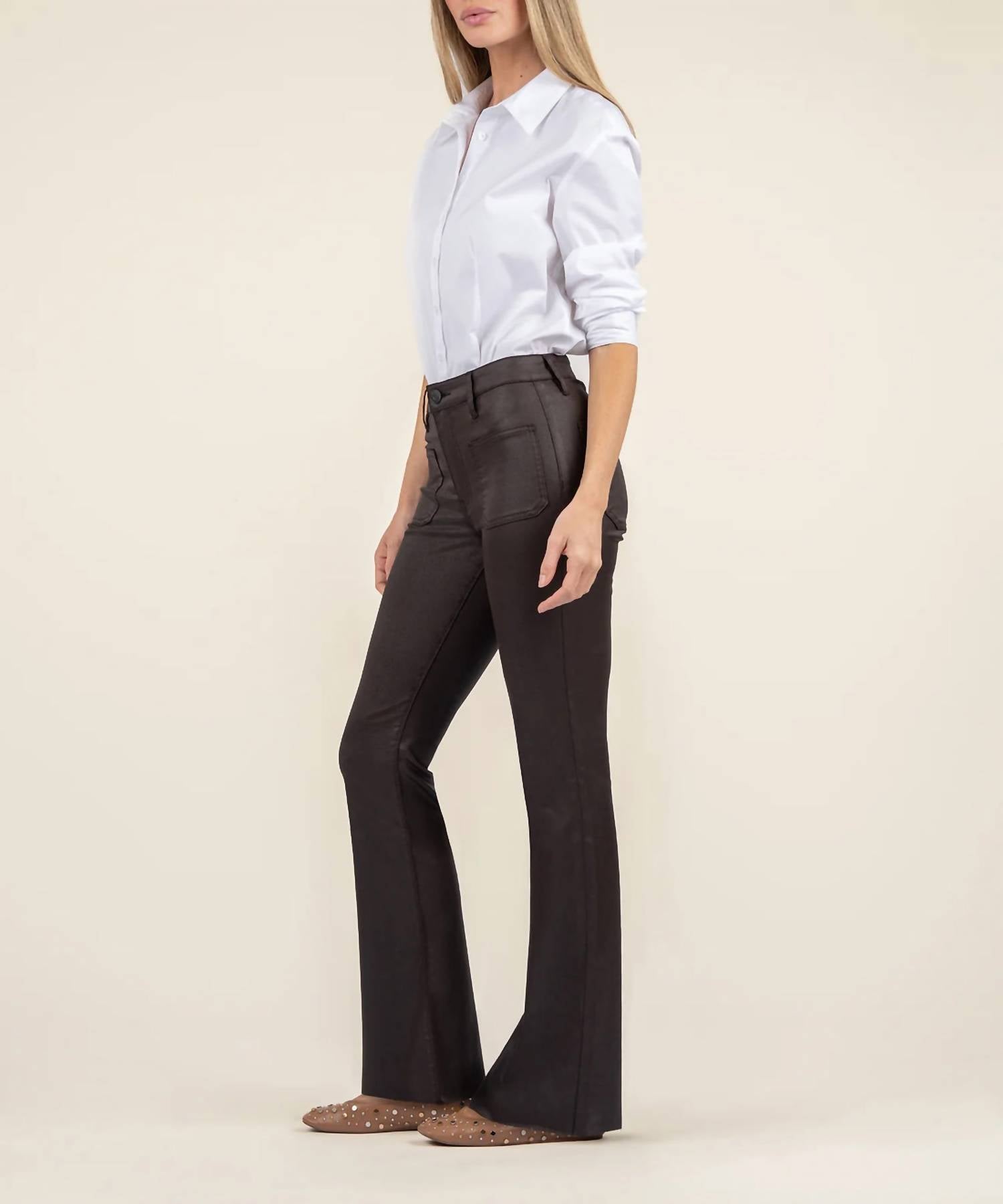 Kut From The Kloth - Stella Coated High Rise Flare Jeans