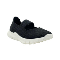 BERNIE MEV Women's Charm Weave Slip On in black black cream - women's flats - detail view