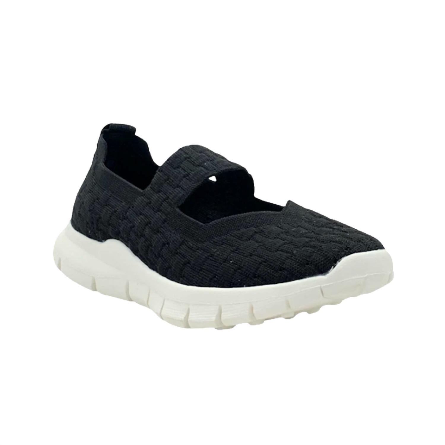 BERNIE MEV Women's Charm Weave Slip On in black black cream - women's flats - detail view