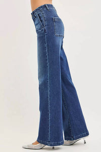 Risen - High Rise Wide Leg Slanted Pocket Jeans