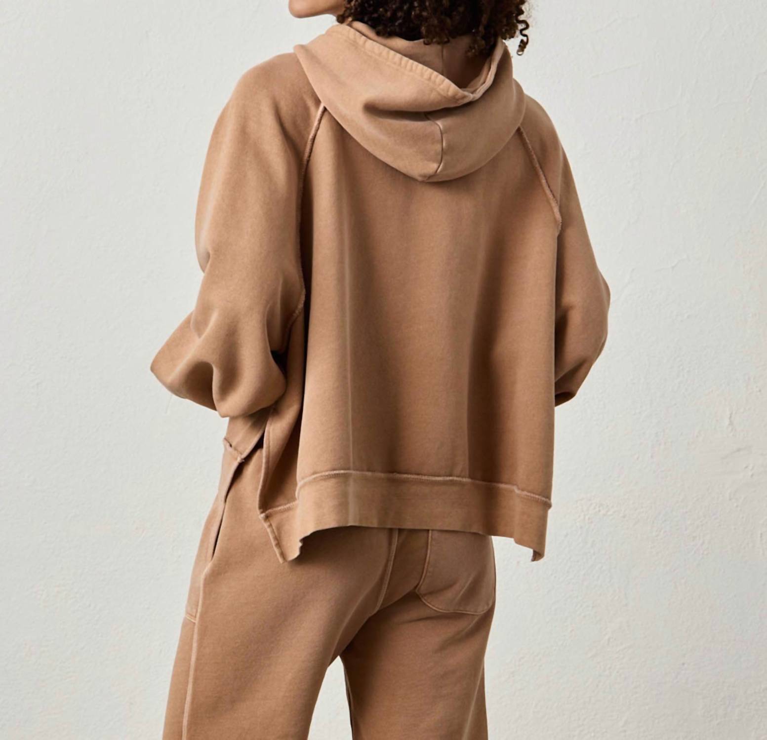 NSF Luma Oversize Poncho in faded caramel - women's sweater - detail view