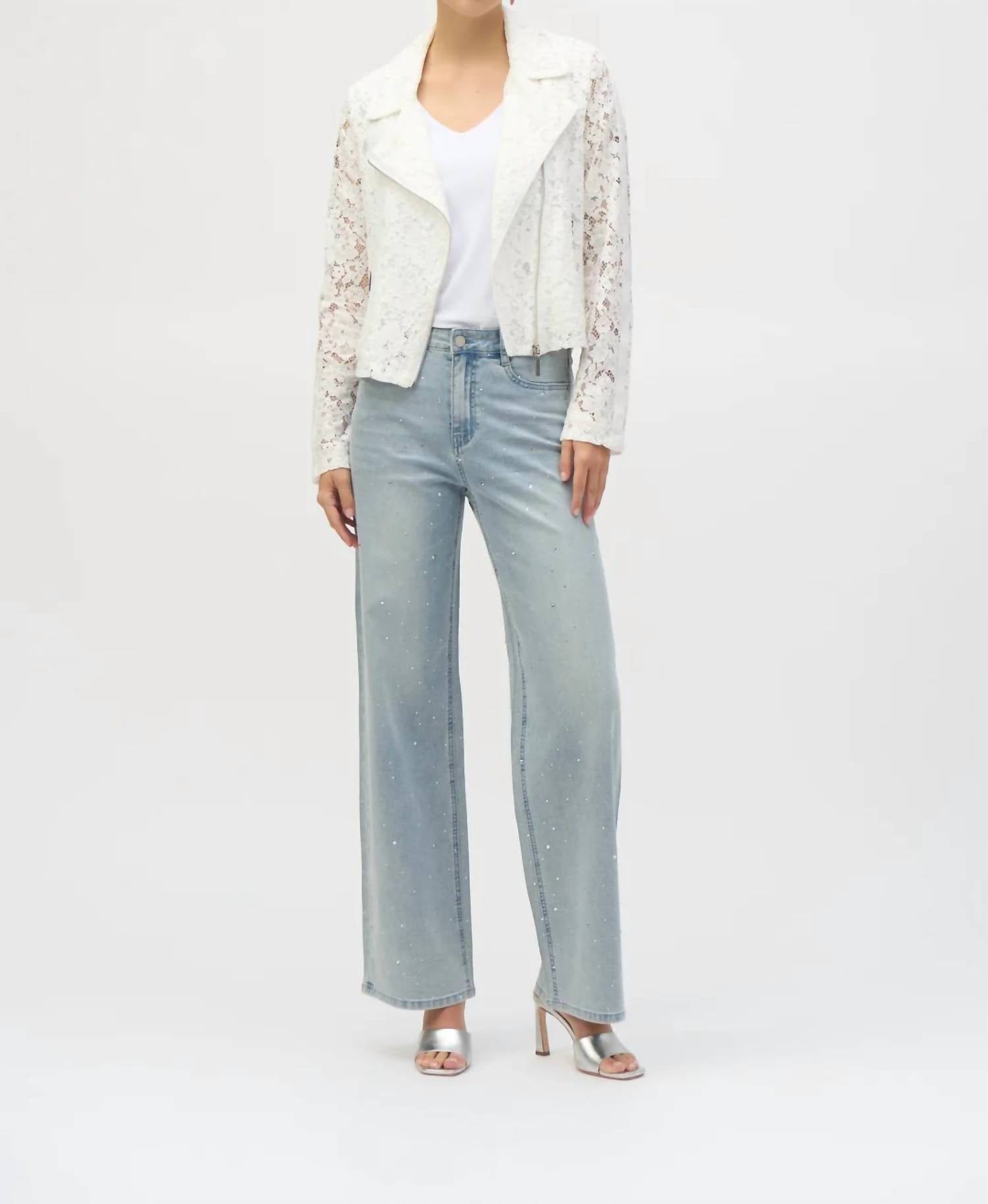 Joseph Ribkoff - Classic Embellished Wide Leg Jeans