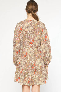 Entro - Fall Floral Long-sleeved Dress