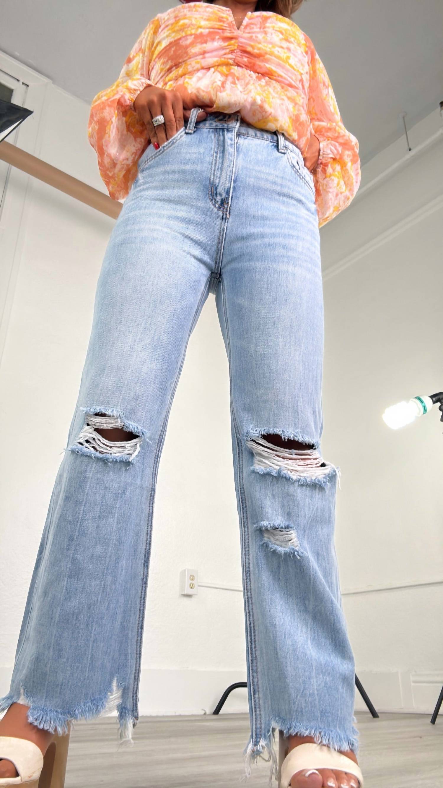 Vervet By Flying Monkey - Jordie Distressed Denim Jean