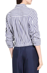 Theory - Stripe Cropped Button-front Shirt
