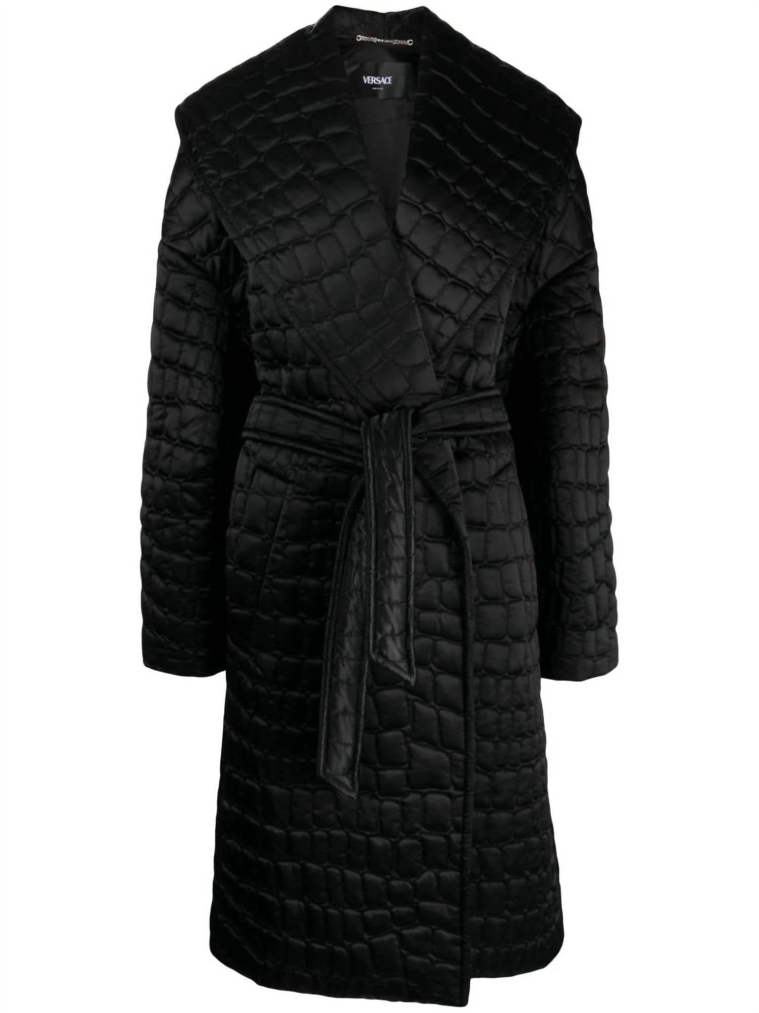 Versace - Croc-pattern Quilted Coat