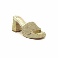 Exe - Women's Metallic Braided Block Heel Mule