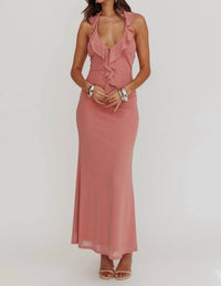 One & Only - Rosey Ruffle Front Maxi Dress