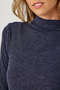 Mystree - Knit Mock Neck Long Sleeve Top