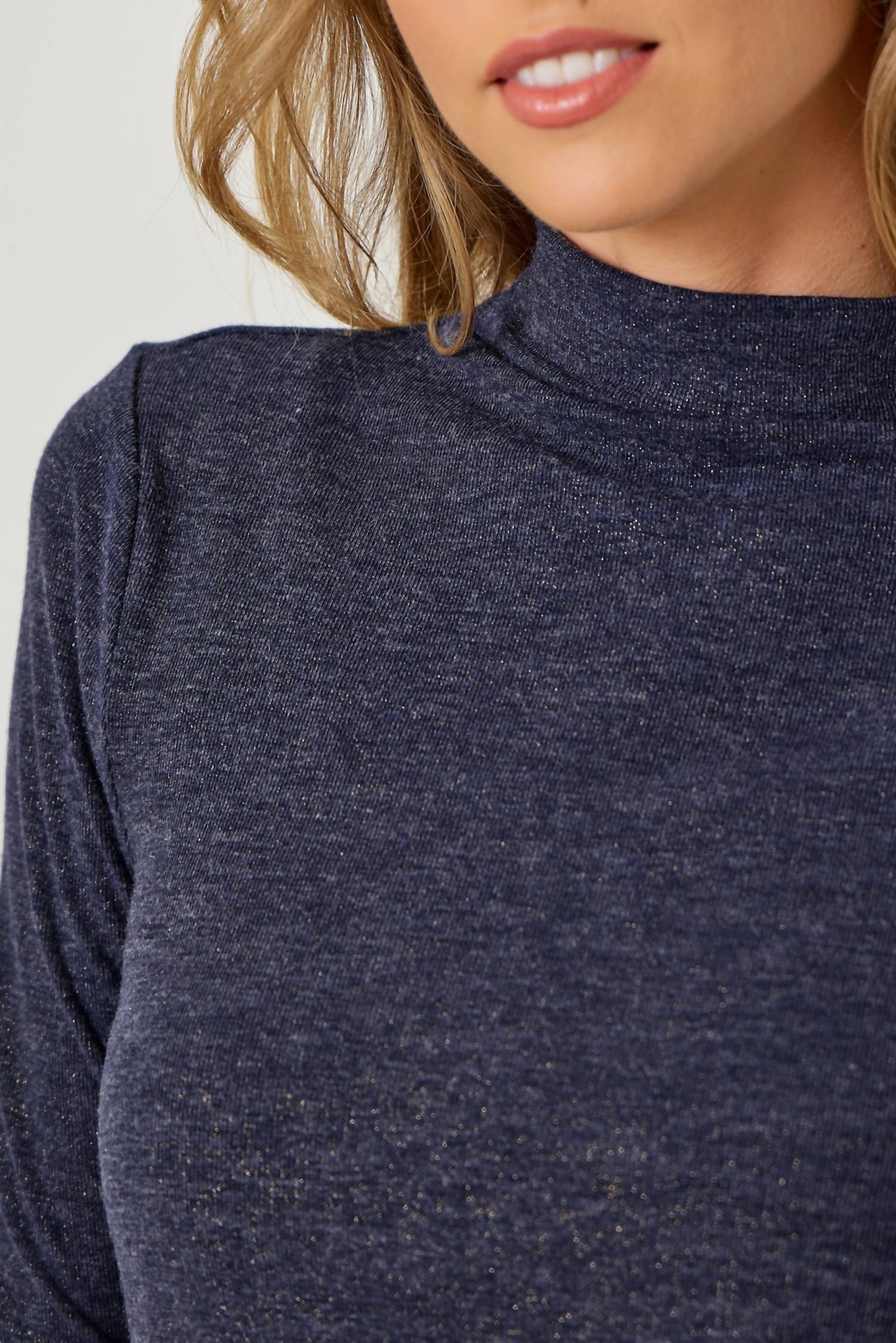 Mystree - Knit Mock Neck Long Sleeve Top