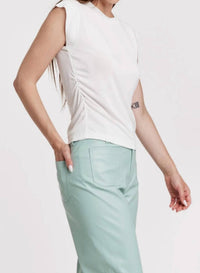 Another Love Soft Side Shirred Muscle Tee Top in white - women's shirt - detail view