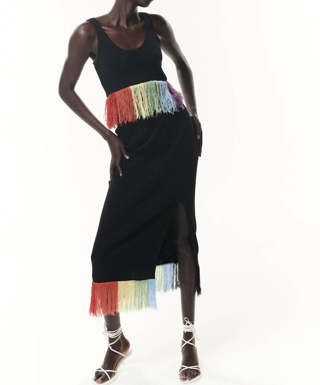 Olivia Rubin - Faye Rainbow Fringe Midi Skirt