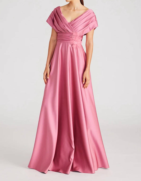 Theia - Cecelia Draped A Line Gown