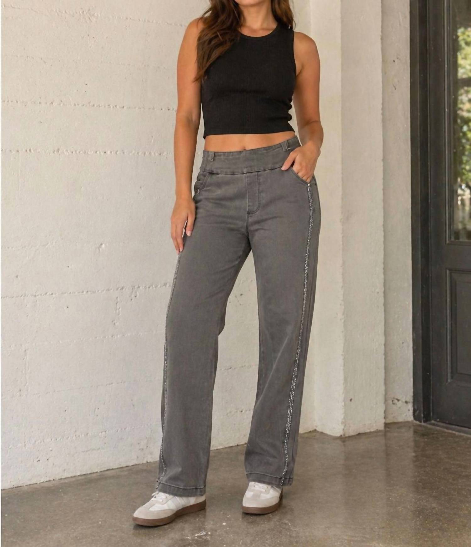 Lulu-B Relaxing denim jean in charcoal - women's jeans