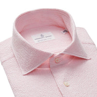 Emanuel Berg Byron Textured Crinkle Pin Stripe Shirt in light pastel pink - men's shirt - view 4