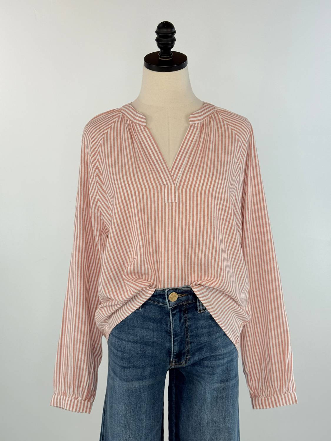 Thread & Supply - Bethany Long Striped V-neck Top