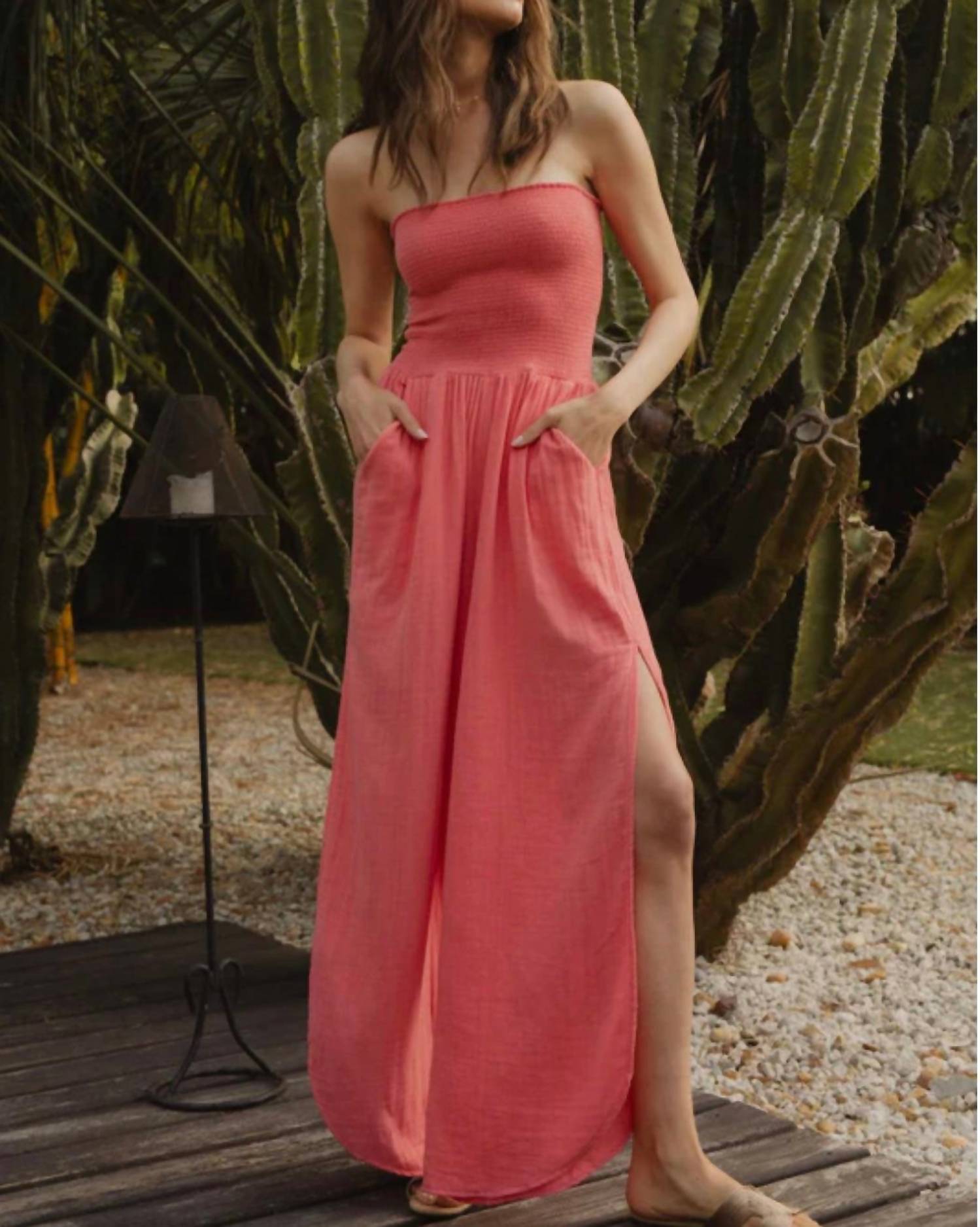 Elan - Strapless Split Seam Jumpsuit