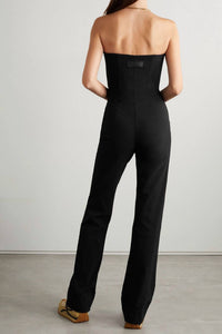 Rivet Utility Pre-loved Showstopper Strapless Front Zip Jumpsuit in black - women's pants - detail view