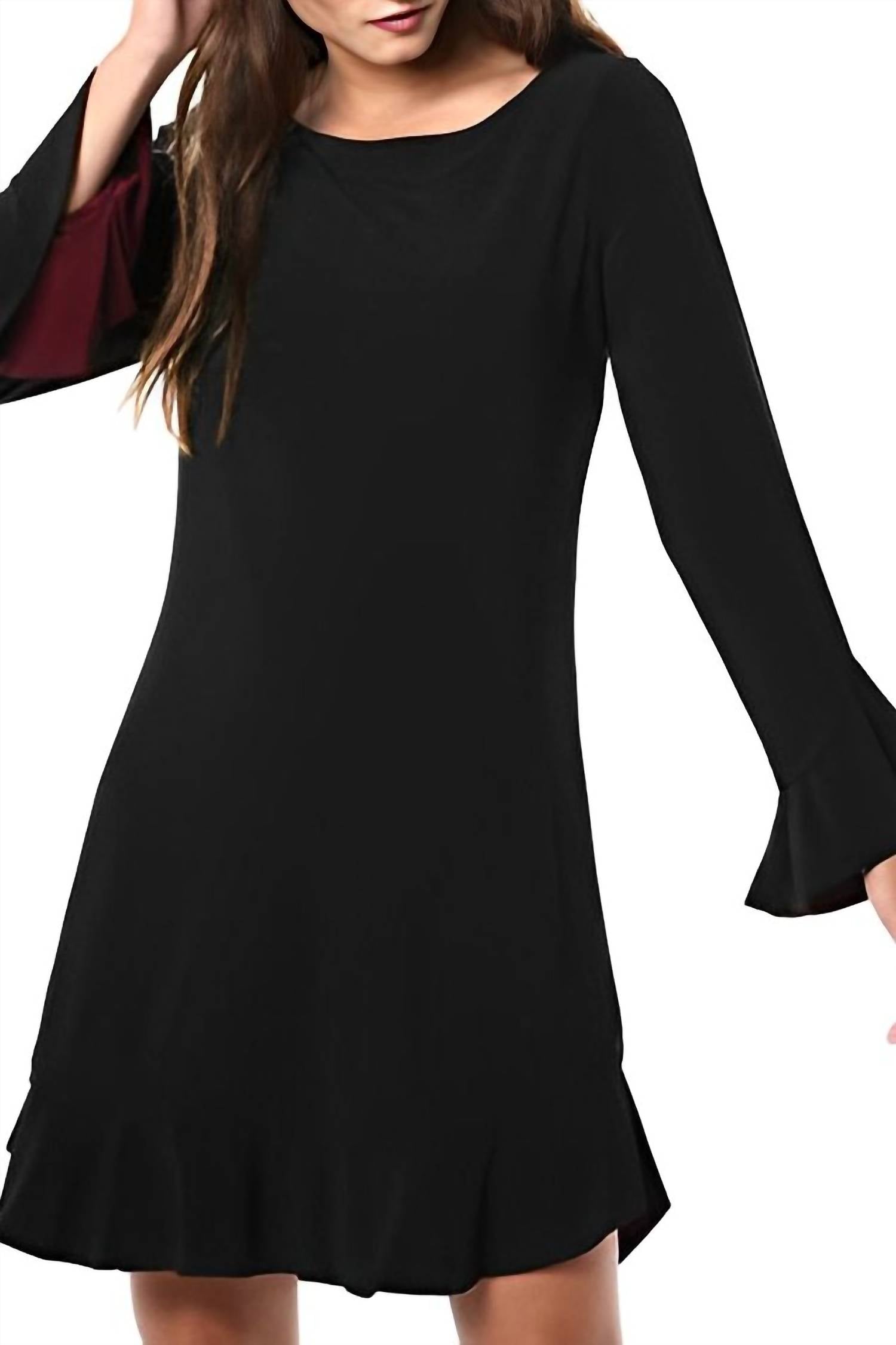 Laundry By Shelli Segal - Boat Neck Circular Sleeve Flutter Reversible Dress