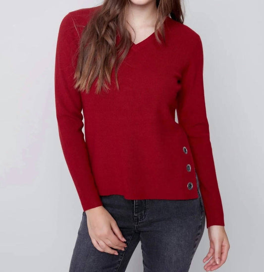 Charlie B - V-Neck Grommet Sweater