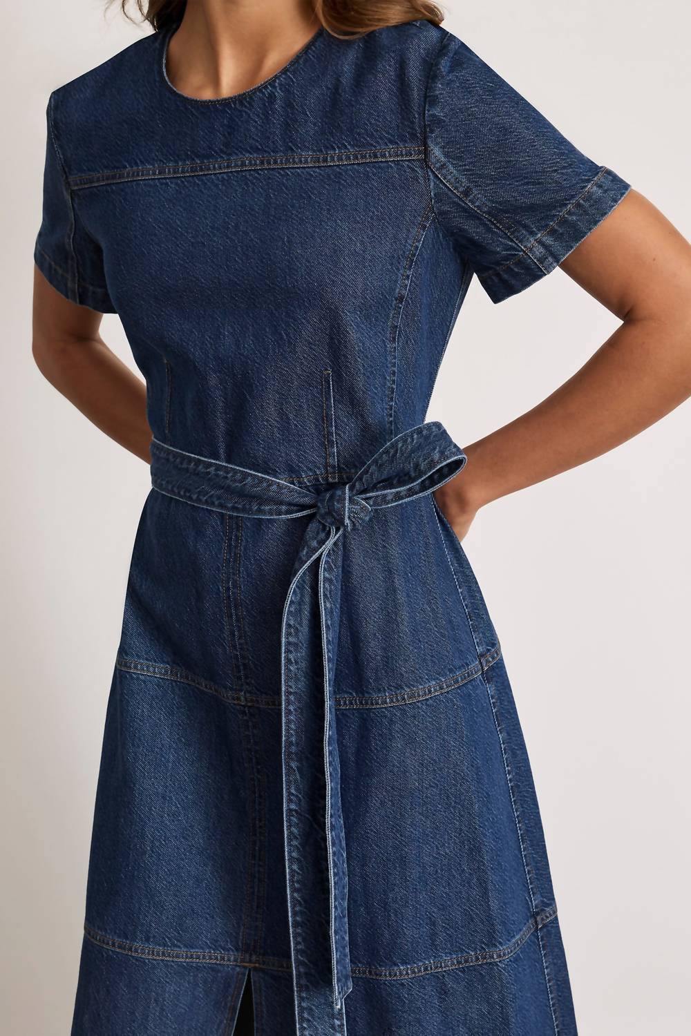 TANYA TAYLOR Ella Denim Midi Dress in classic indigo blue - women's dress - view 4