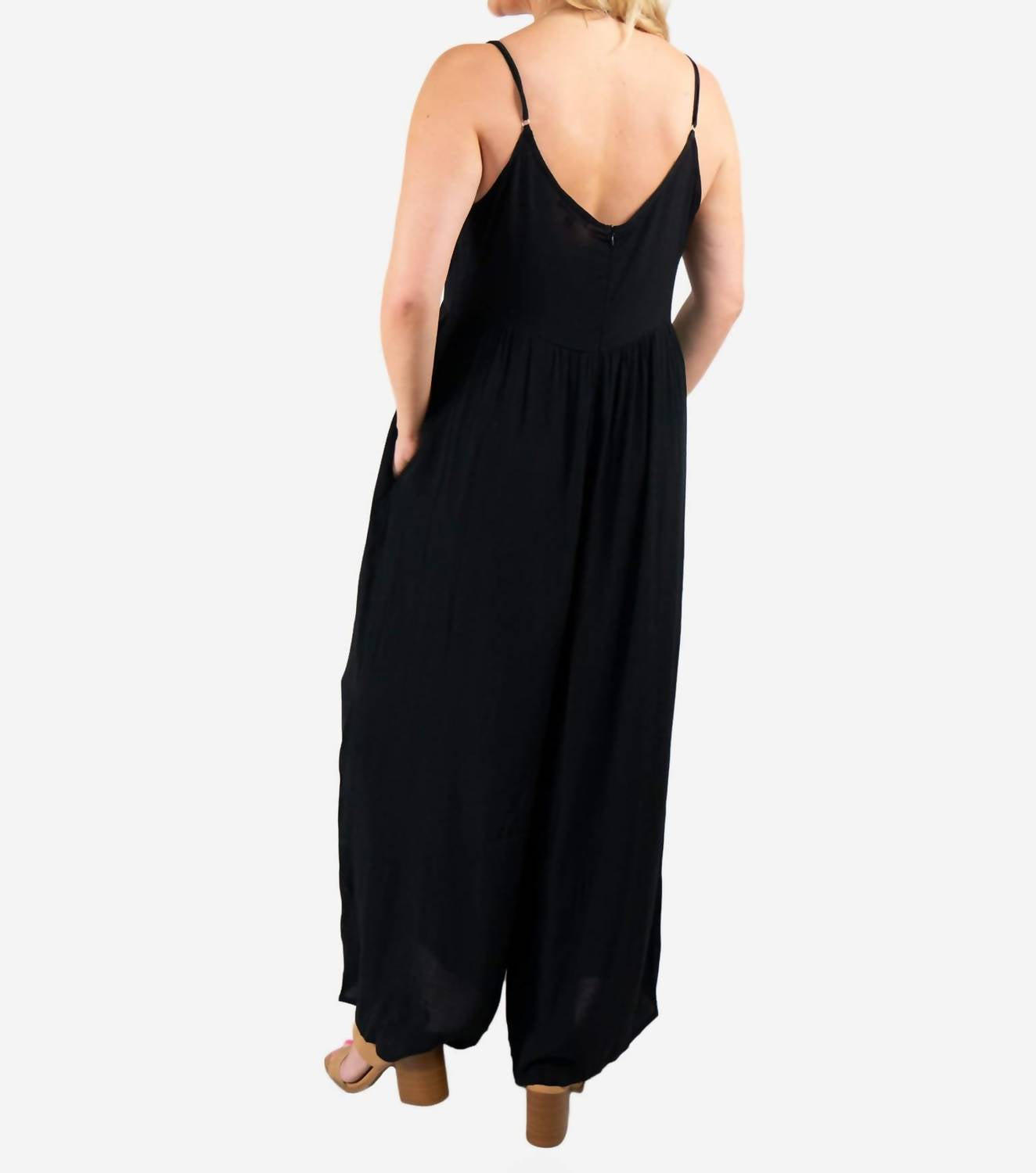 mittoshop Classy Wide Leg Jumpsuit in black - women's pants - alternate view