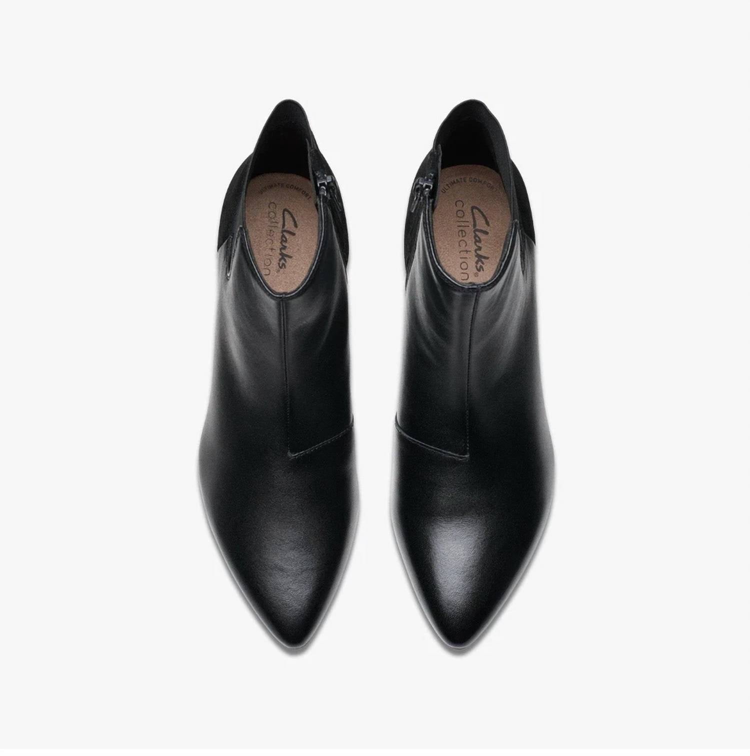 Clarks Women's Kepley Erin Ankle Boots in black leather - women's shoe - detail view