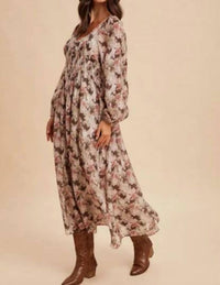 In-Loom - Women's Romantic Floral Smocked Dress