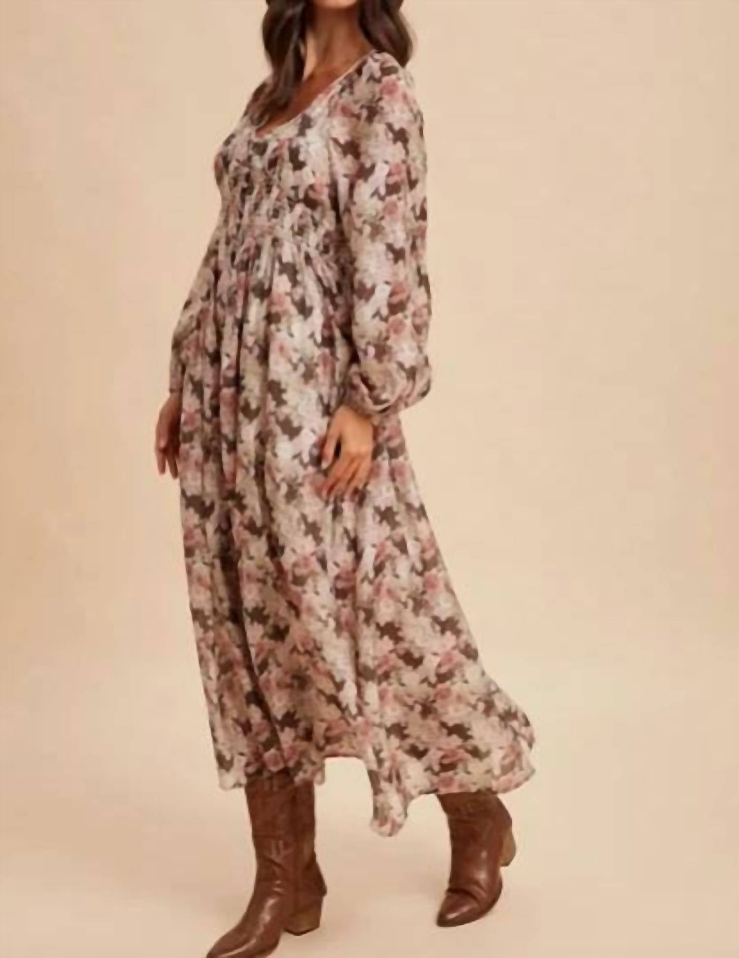 In-Loom - Women's Romantic Floral Smocked Dress