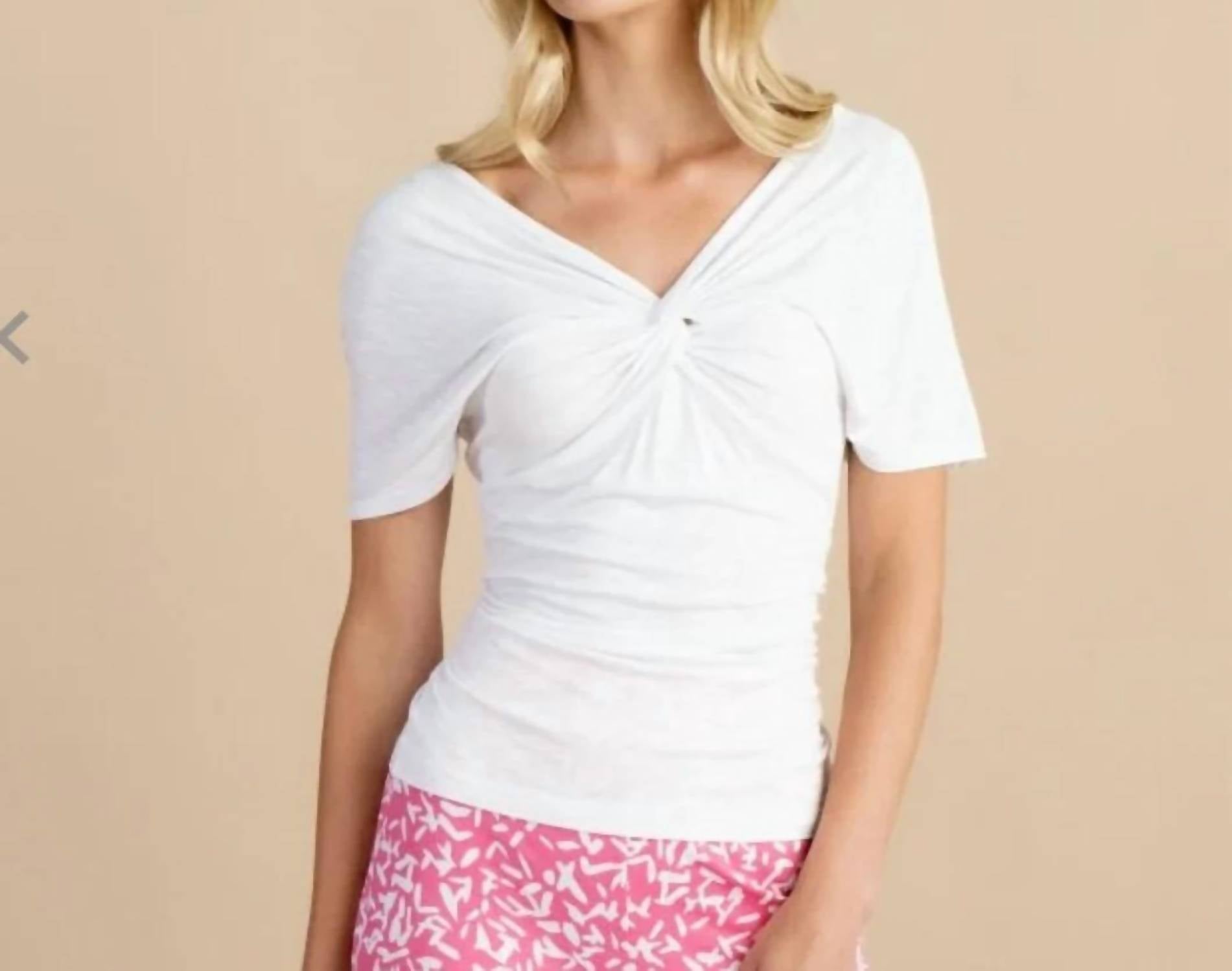 Marble - Short Sleeved Twist Front Top