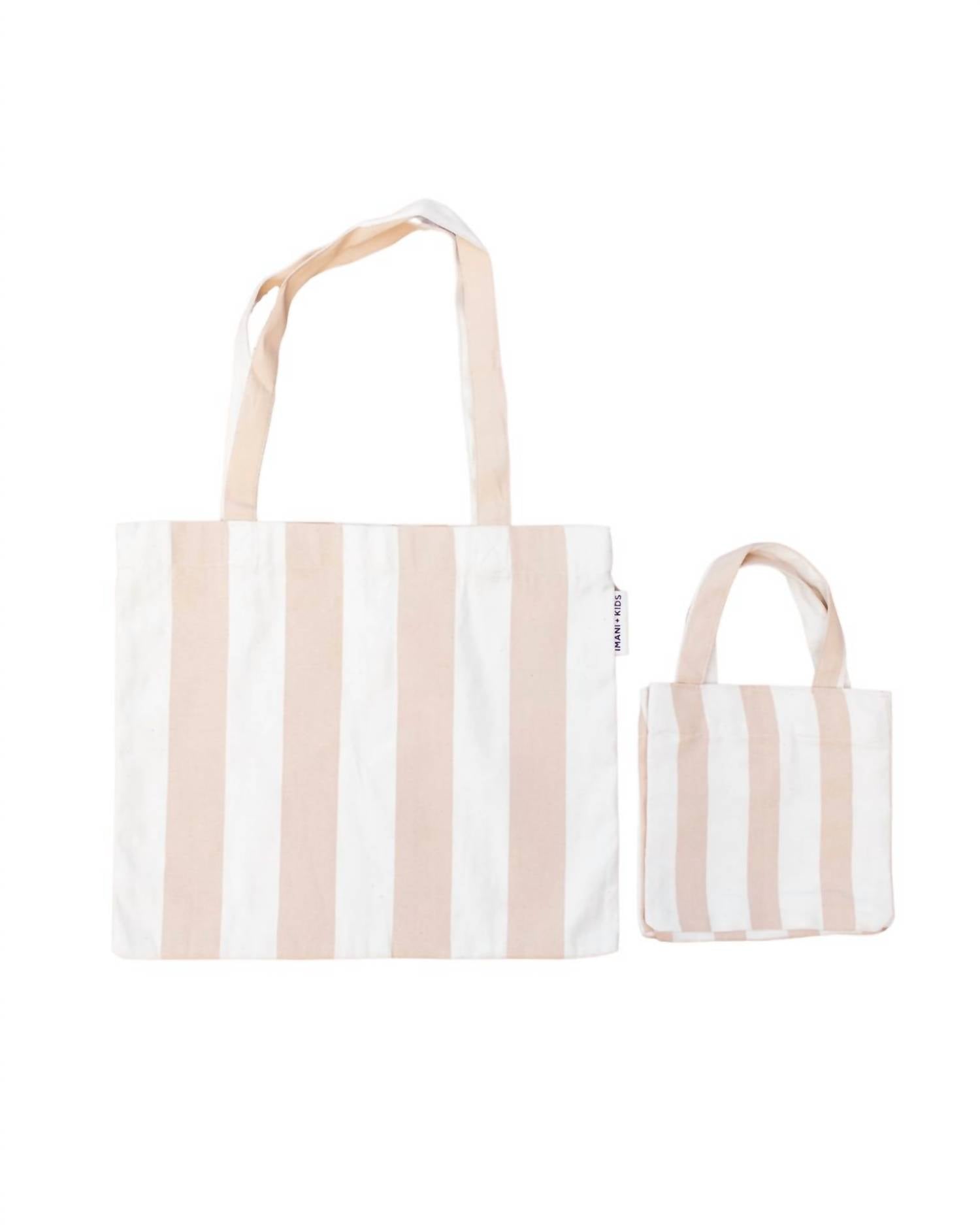 IMANI COLLECTIVE Striped mommy and me tote in pink natural - women's bag