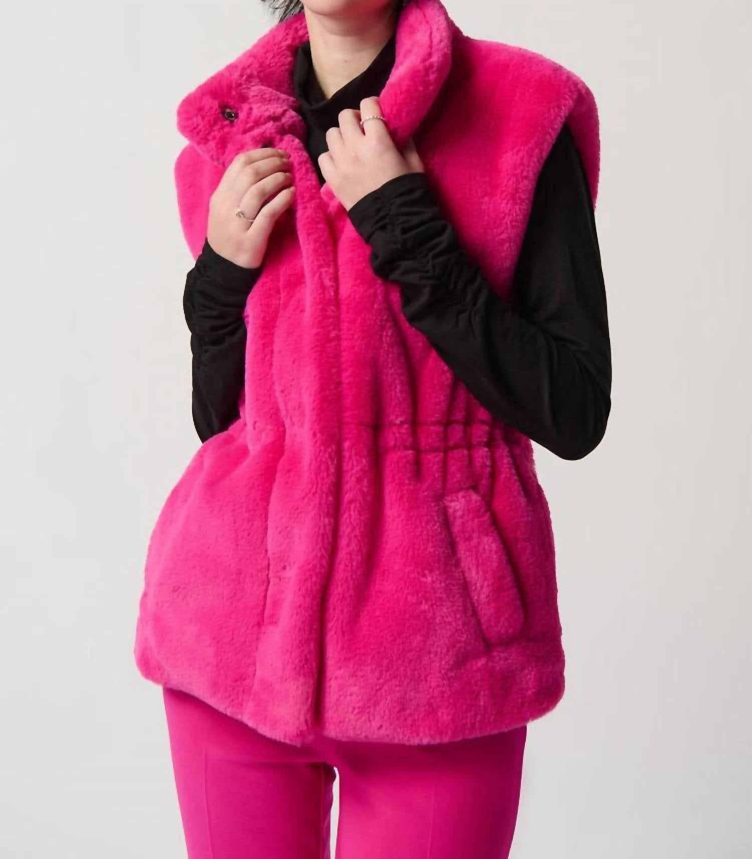 Joseph Ribkoff - Stacia Faux Fur Vest With Pockets