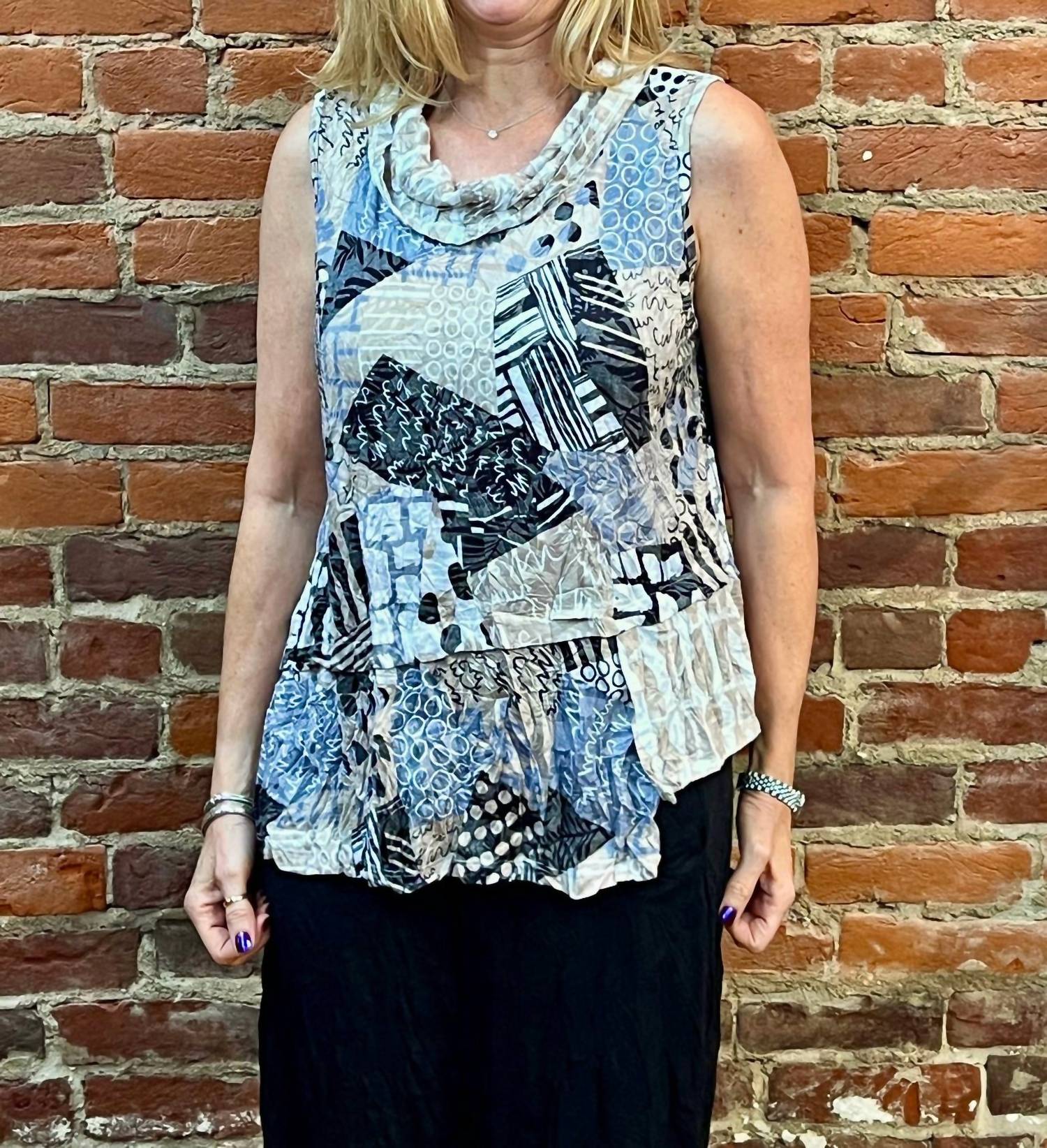 Shana Apparel - Crinkle cowl neck sleevless top